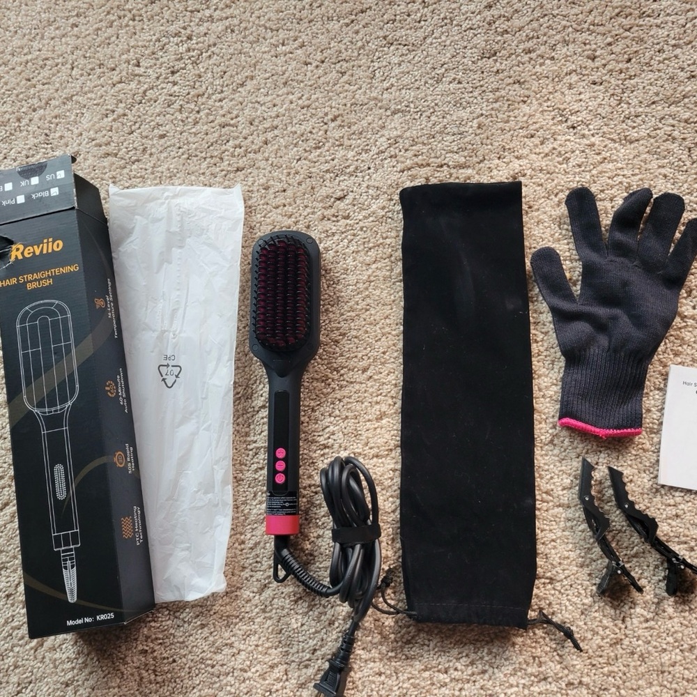 Revlio Hair Straightening Brush Set with Accessories
